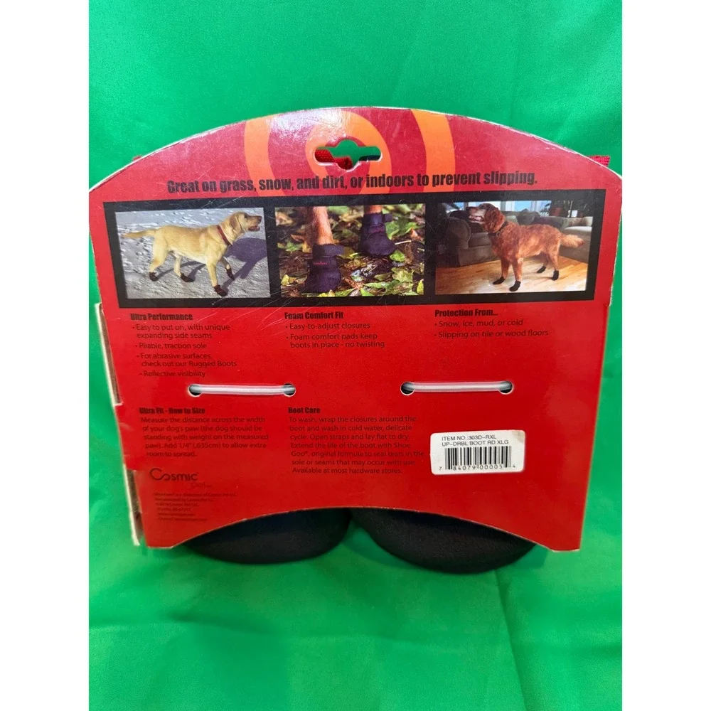 Ultra Paws Durable Dog Boots Red Black XL 303D-RXL Protective Pet Footwear